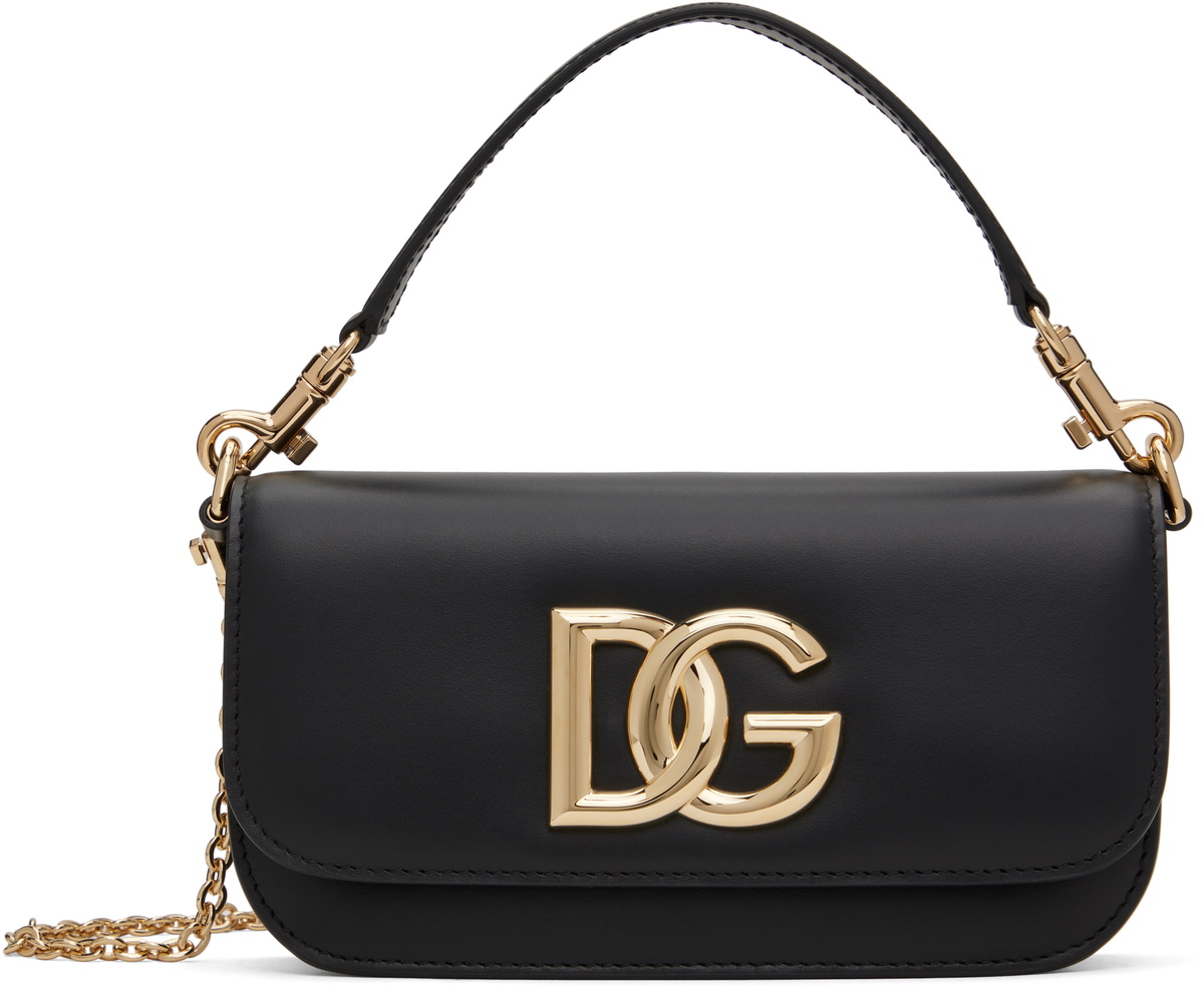DOLCE & GABBANA BLACK LEATHER CROSSBODY BAG【関税送料込】 Dolce & Gabbana DG Logo Leather Cross Body Bag | Black