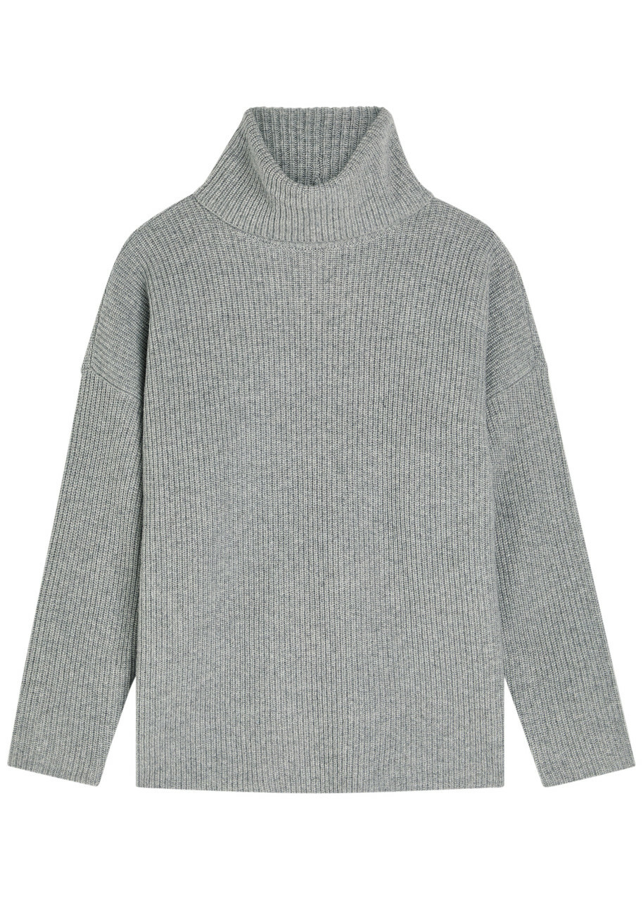 Eileen Fisher Ribbed Roll-neck Wool and Cashmere-blend Jumper Grey