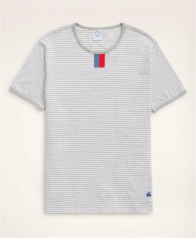 Photo: Brooks Brothers Men's Cotton Stripe Ringer T-Shirt | Grey/White