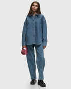 Rotate Birger Christensen Rhinestone Denim Shirt Blue - Womens - Shirts & Blouses