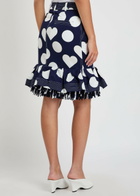 Jacquemus La Jupe Cabana Polka dot Fringed Cotton Knee-length Skirt Navy