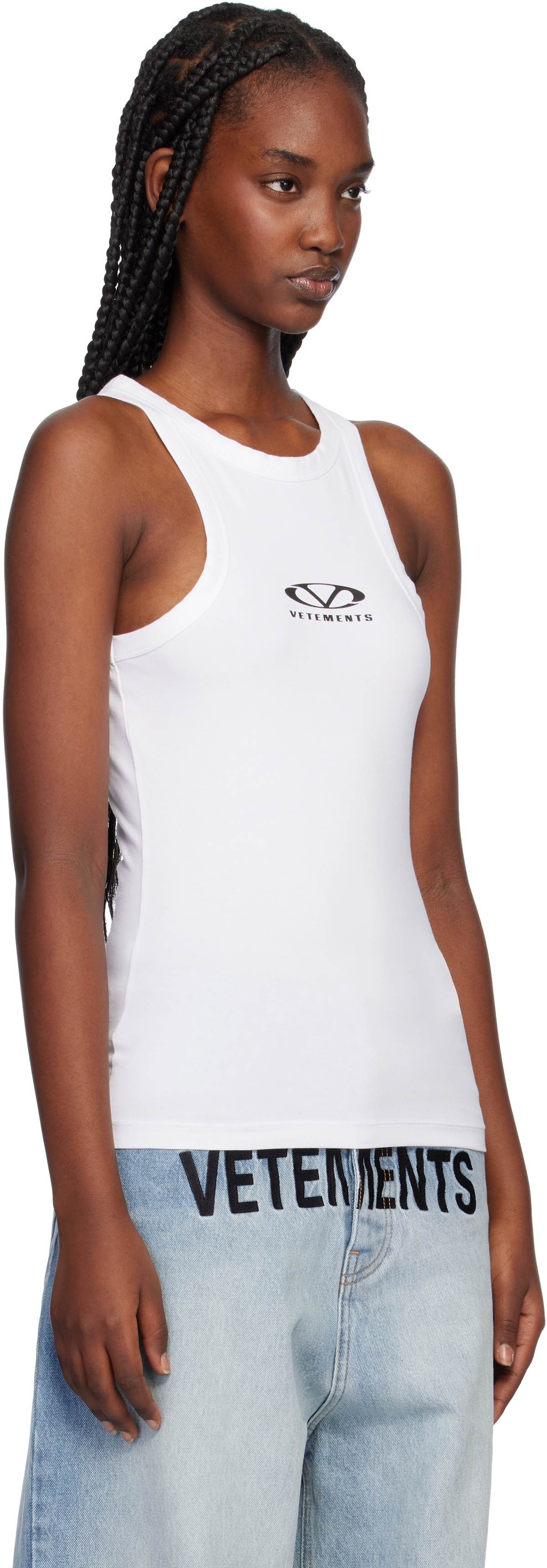 VETEMENTS White Oval Logo Tank Top