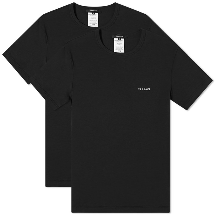 Photo: Versace Men's Stretch Cotton Logo T-Shirt - 2 Pack in Black