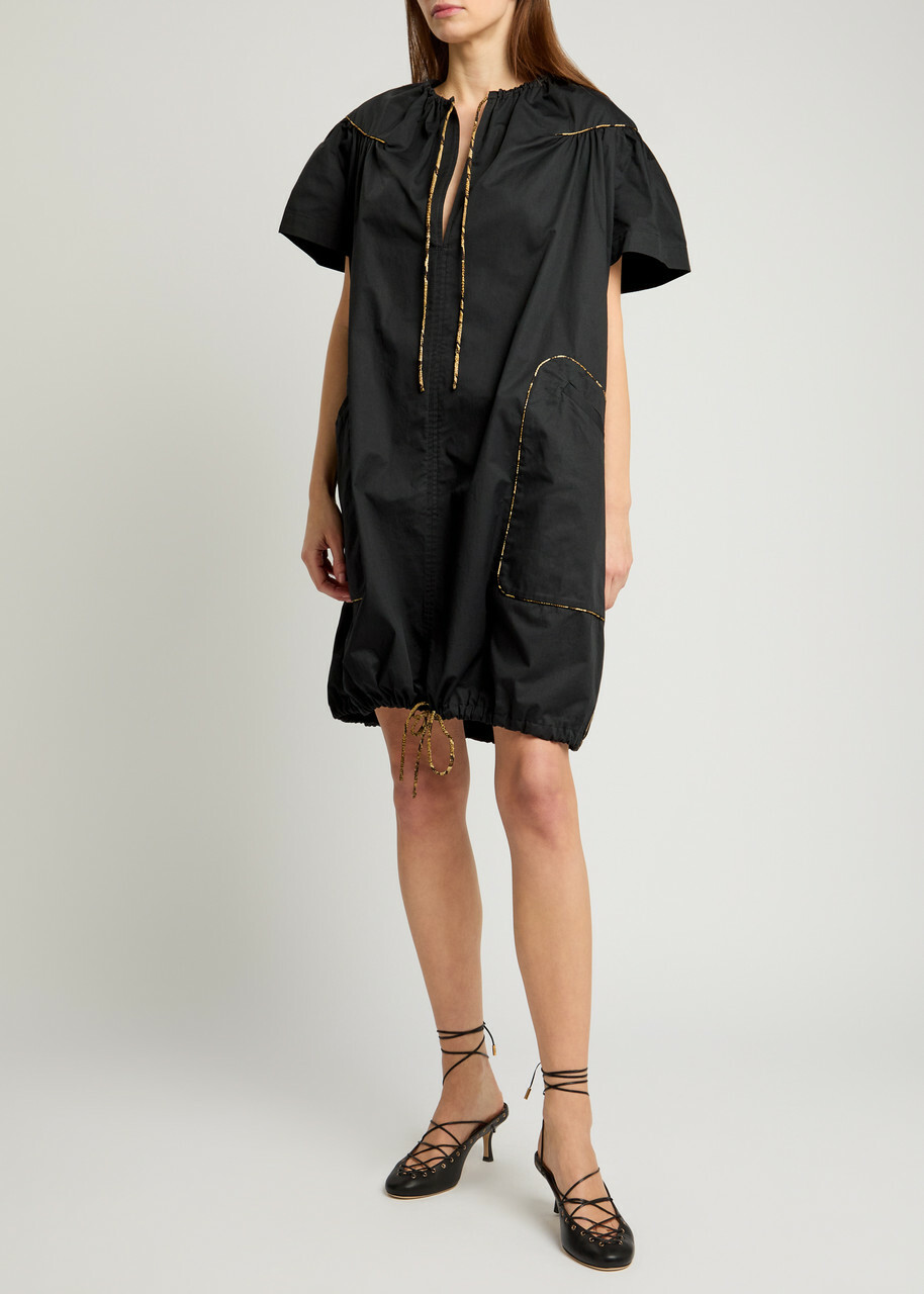 Dries Van Noten Dattia Cotton-poplin Mini Dress Black