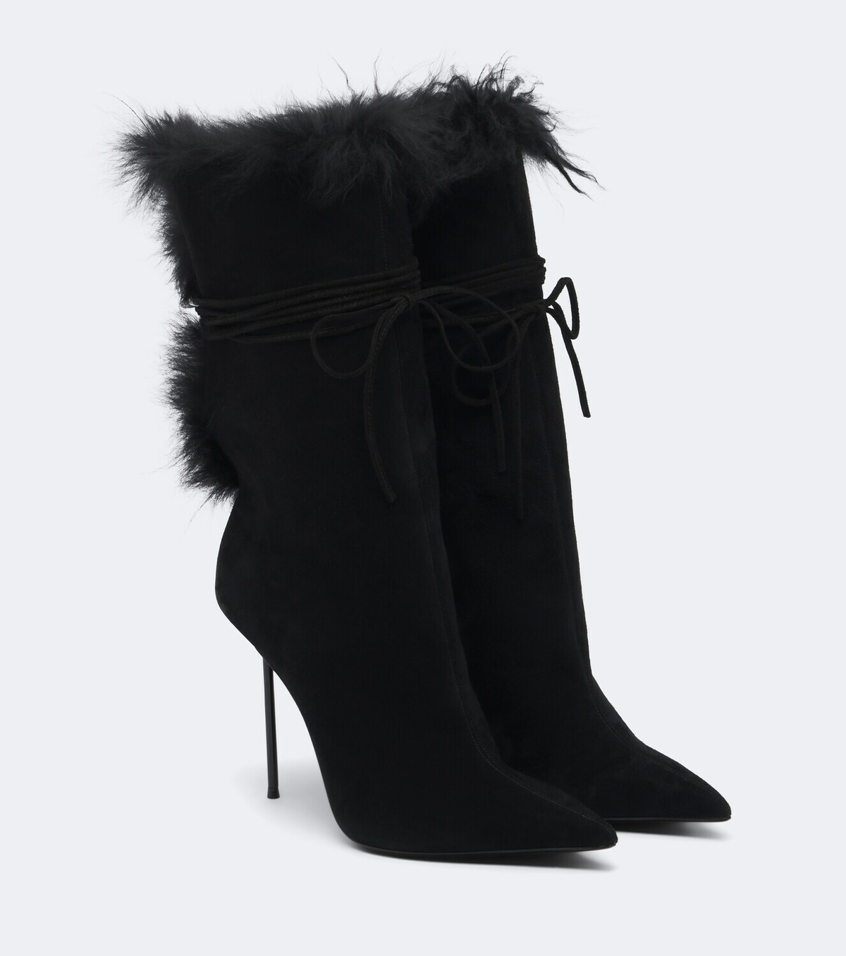 Paris Texas Lidia shearling-trimmed suede ankle boots