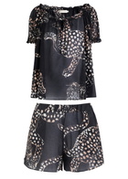 Desmond & Dempsey Jag Printed Cotton-voile Pyjama set Navy