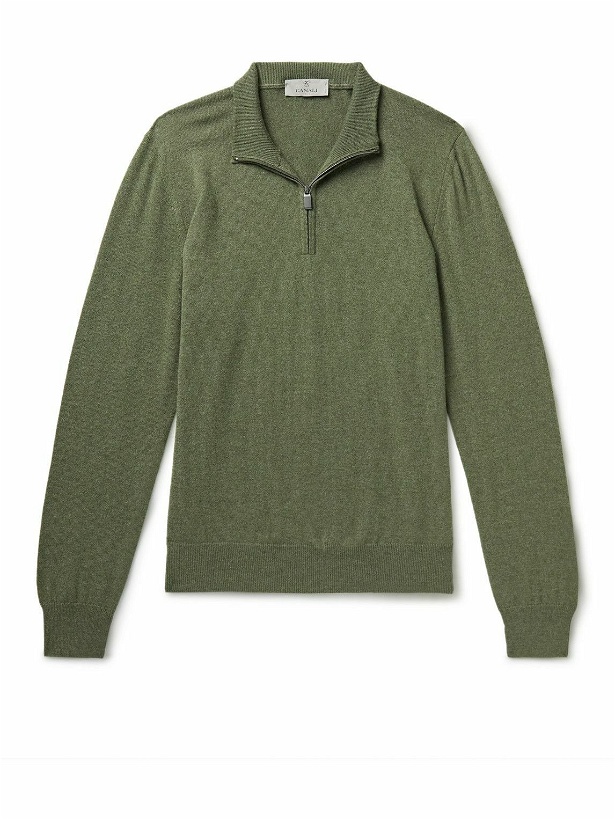 Photo: Canali - Slim-Fit Cashmere Half-Zip Sweater - Green