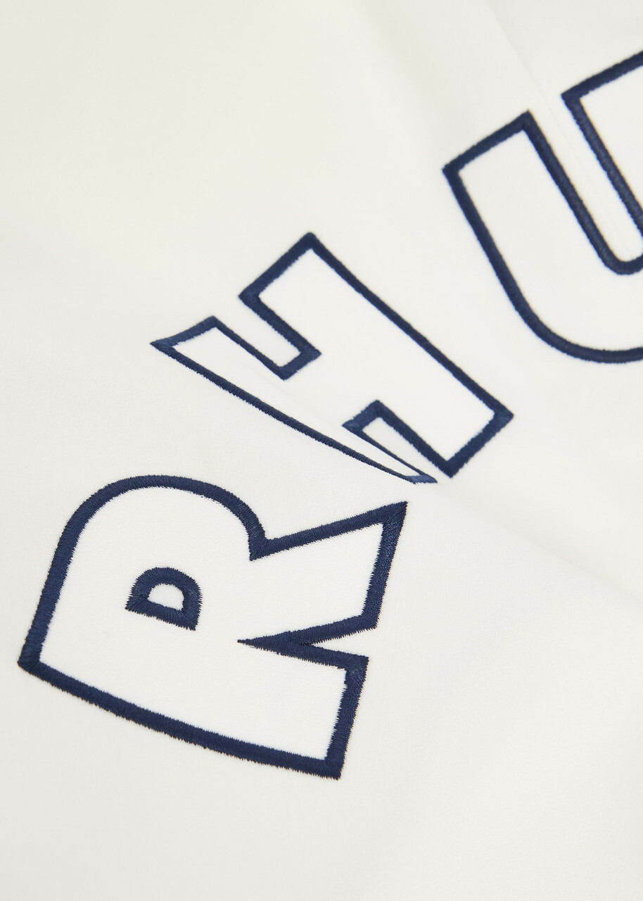 Rhude Logo Lightning-embroidered Satin Shorts White