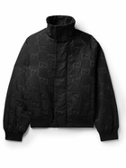 GUCCI - Logo-Jacquard Padded Cotton-Blend Canvas Jacket - Black