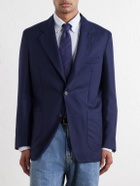 Drake's - Virgin Wool Canvas Blazer - Blue