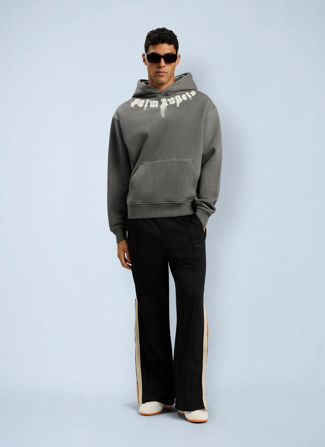 Palm Angels Neck Logo Regular Hooded Sweatshirt