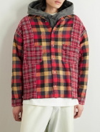 READYMADE - Patchwork Checked Flannel Shirt - Red