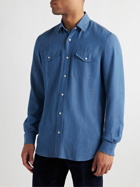 Caruso - Lyocell-Chambray Shirt - Blue