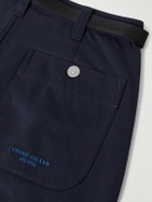 Stone Island - Marina Wide-Leg Belted Pleated Cotton-Blend Gabardine Trousers - Blue