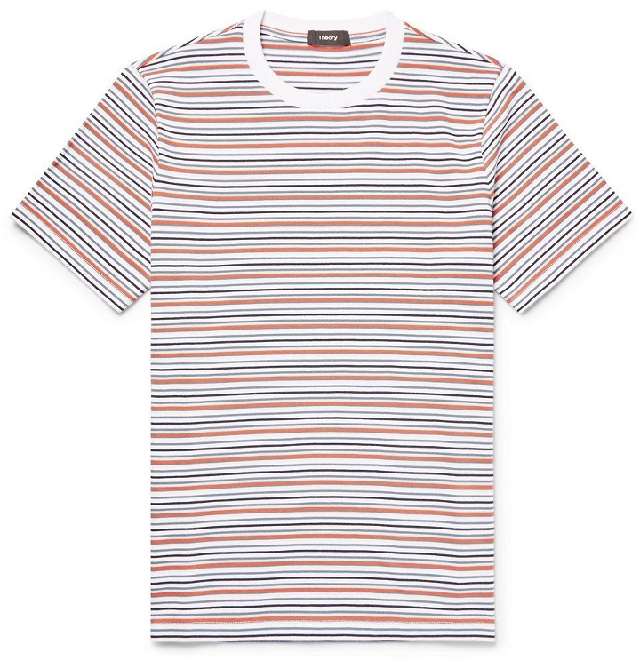 Photo: Theory - Striped Cotton-Jersey T-Shirt - White