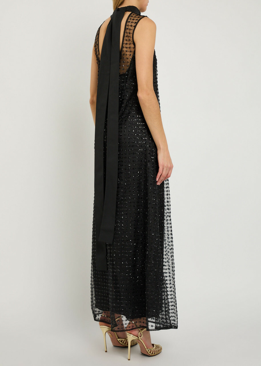 Staud Albee Sequin-embellished Maxi Dress Black