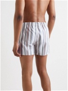 Hanro - Fancy Striped Cotton Boxer Shorts - Blue