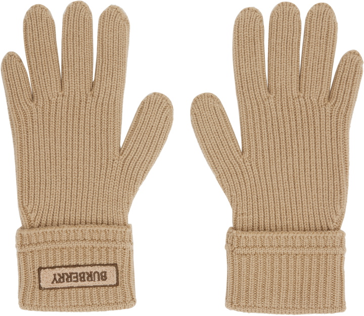 Photo: Burberry Beige Logo Patch Wool Gloves