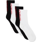 Hugo Two-Pack Black and White Berlin Logo Socks