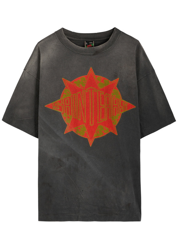 Photo: Saint Mxxxxxx X Denim Tears Printed Cotton T-shirt Black
