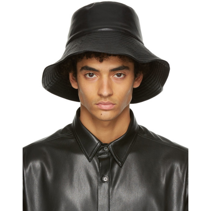 Photo: Nanushka Black Regenerated Leather Serge Hat
