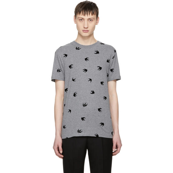 Photo: McQ Alexander McQueen Grey and Black Swallow T-Shirt 