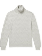 Kiton - Slim-Fit Chevron Cashmere Rollneck Sweater - Gray