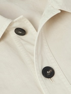 Kiton - Logo-Embroidered Cotton-Twill Overshirt - Neutrals