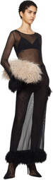 Marine Serre Black Recycled Mesh Flock Long Gloves