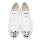 Miu Miu White Crystal Cap Toe Sneakers