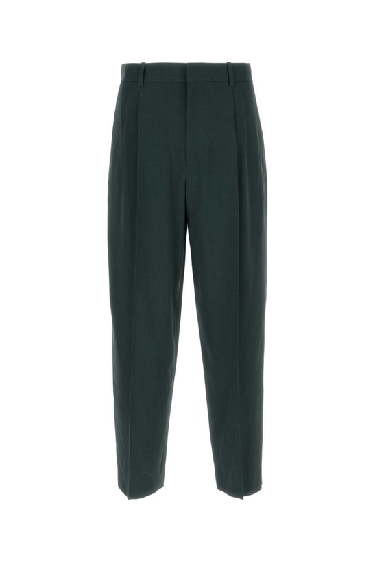 Photo: The Row Bottle Green Wool And Viscose Silas Wide-leg Pant