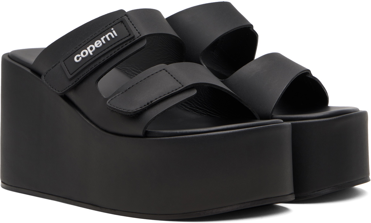Coperni Black Patch Wedge Sandals