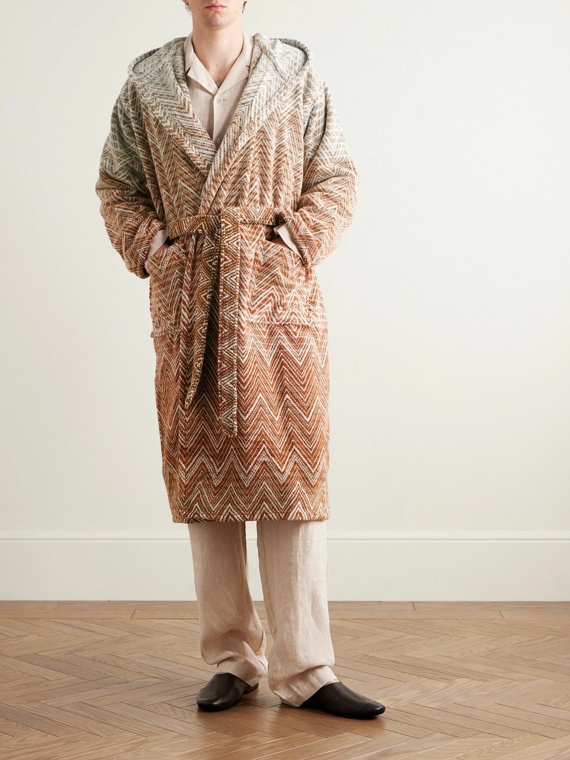 Missoni Home - Stone Ombré Striped Cotton-Terry Hooded Robe - Multi