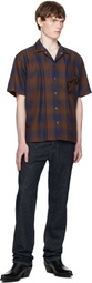 Toga Virilis Brown & Blue Ombre Check Short Sleeve Shirt