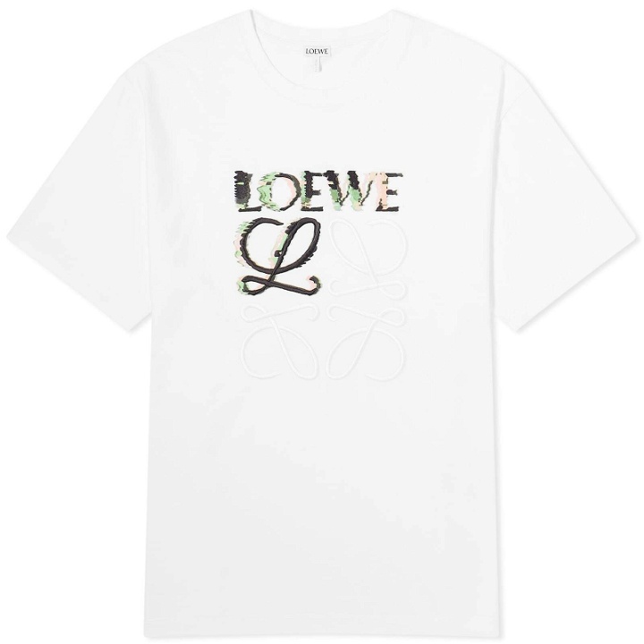 Photo: Loewe Men's Distorted Logo T-Shirt in White/Multi