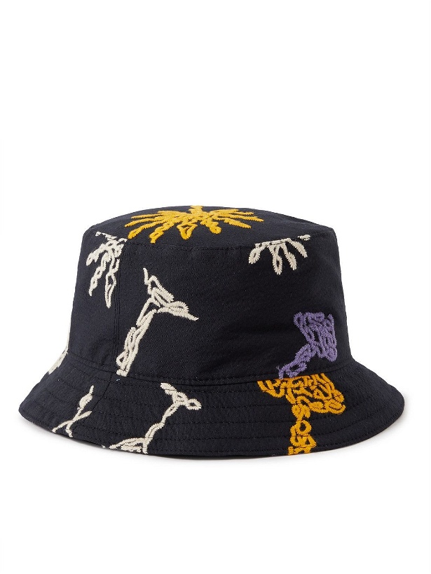 Photo: A Kind Of Guise - Embroidered Cotton-Blend Canvas Bucket Hat - Blue