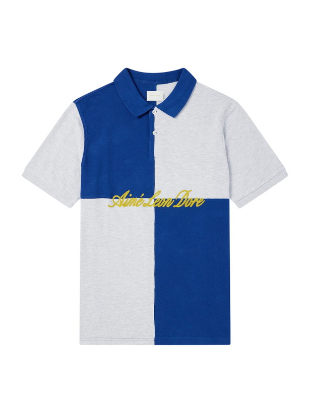 Photo: Aimé Leon Dore - Logo-Embroidered Colour-Block Cotton-Piqué Polo Shirt - Blue