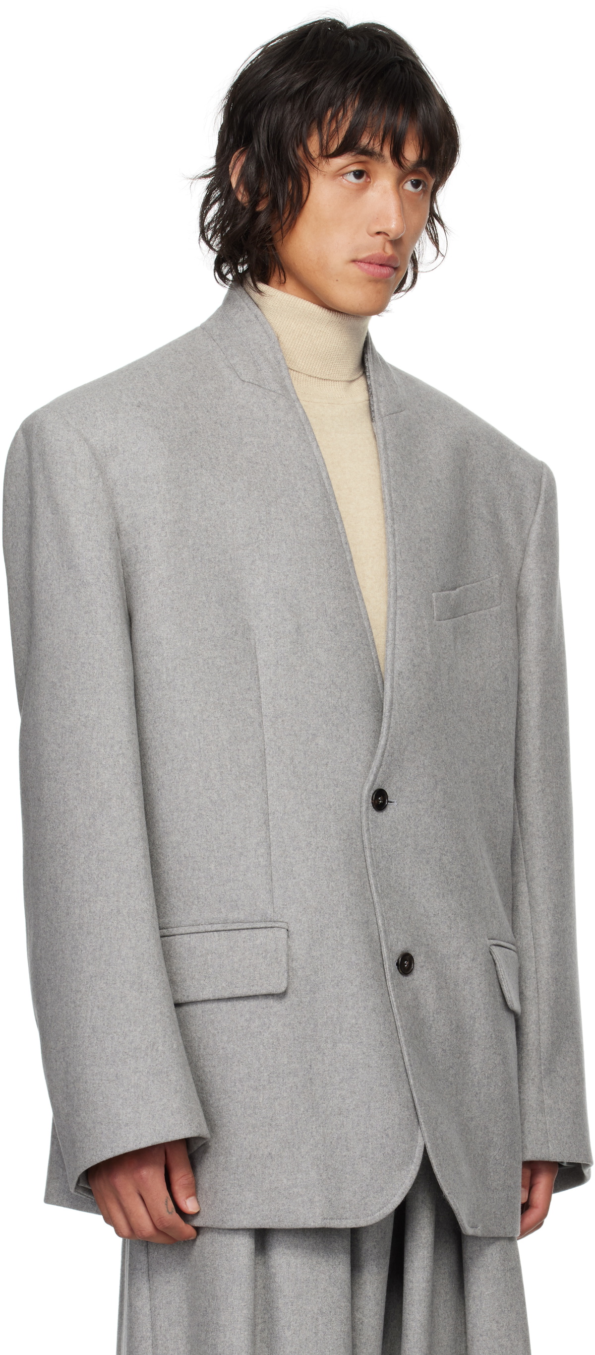Hed Mayner Gray Flannel Blazer