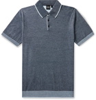 Hugo Boss - Slim-Fit Contrast-Tipped Knitted Cotton Polo Shirt - Blue