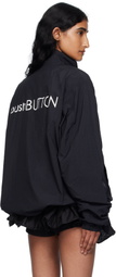 Pushbutton Black Logo Printed Windbreaker Jacket