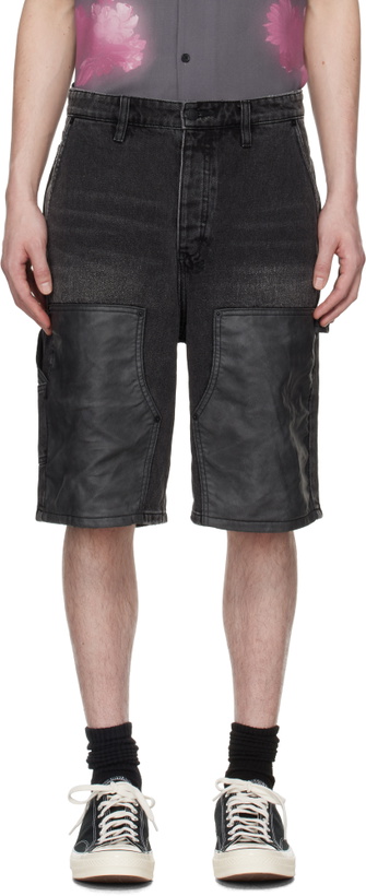 Photo: Ksubi Black Maxx Operator Denim Shorts