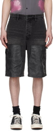 Ksubi Black Maxx Operator Denim Shorts