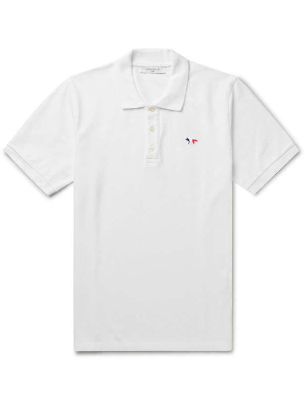 Photo: Maison Kitsuné - Logo-Appliquéd Cotton-Piqué Polo Shirt - White