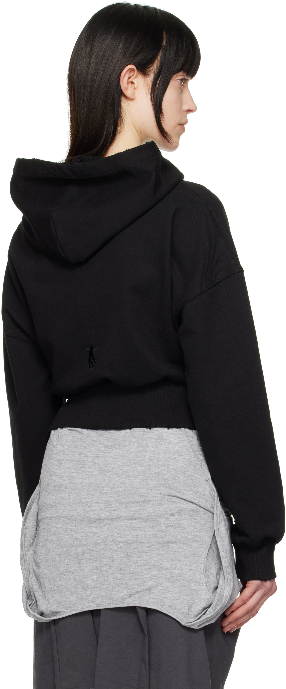 OPEN YY Black Deconstructed Hoodie OPEN YY