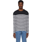 Balmain Black and White Logo Stripe Long Sleeve T-Shirt