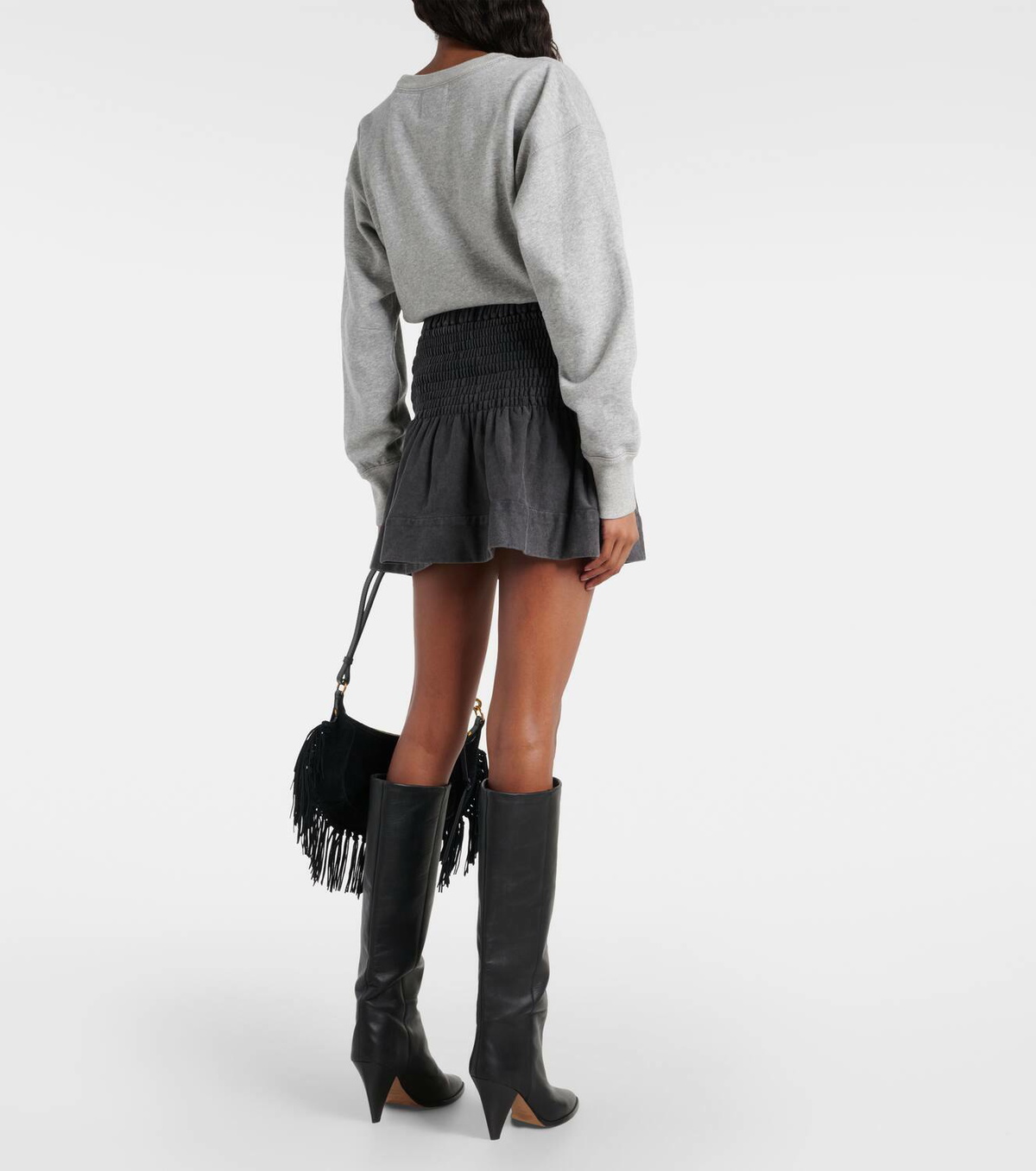 【関税&送料込】Isabel Marant Etoile Charcoal Cotton Pacific Marant Etoile Pacifica smocked cotton miniskirt Isabel