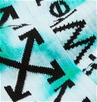 Off-White - Logo-Intarsia Tie-Dyed Stretch Cotton-Blend Socks - Green