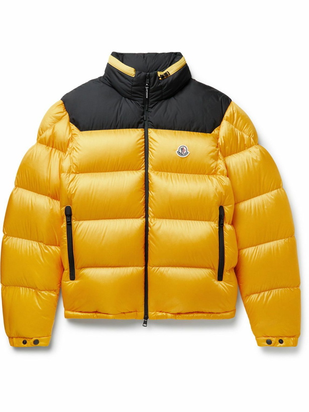 Photo: Moncler - Peuplier Logo-Appliquéd Quilted Shell and Ripstop Down Hooded Jacket - Yellow