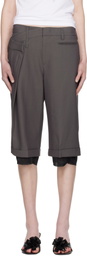 OPEN YY Gray Wrap Over Shorts