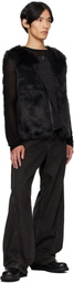 Andersson Bell Black Curved Placket Reversible Faux-Fur Vest